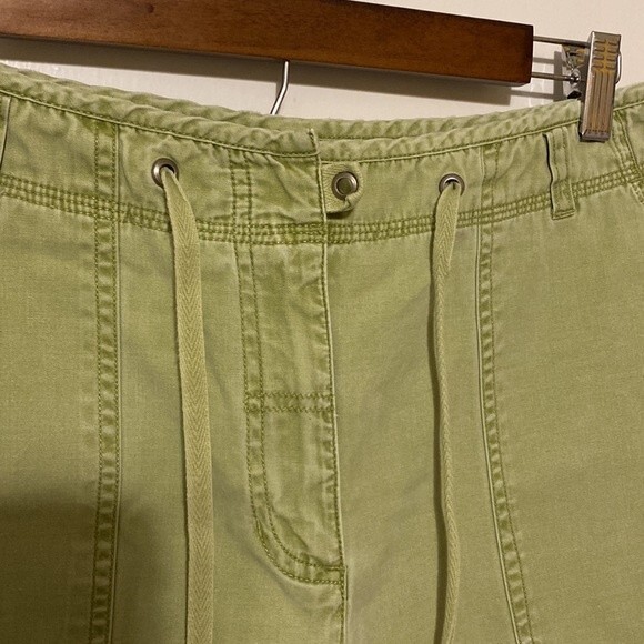 Vintage Y2K Drawstring Cropped Capri Painter Pants Green Chambray Women's M - Picture 6 of 12